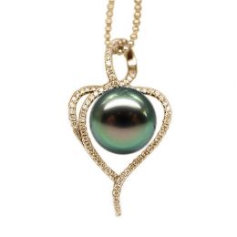 Pendentif coeur - Déclaration d'amour - Perle Tahiti - Or ja