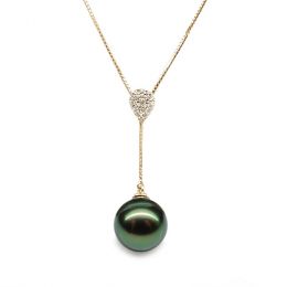 Collier pendentif or jaune et perle de Tahiti - Pendant nacr