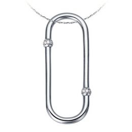 Pendentif bambou or blanc - Canne cloisonnée noeuds en diama
