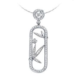 Pendentif bambou majestueux - or blanc - Diamants 0.50ct