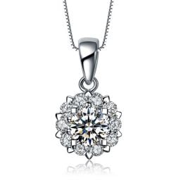 Pendentif Coeur Caillouté Or blanc et Diamants 0.30ct