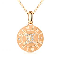 Pendentif Gemini Or jaune. Signe des gémeaux. Zodiaque