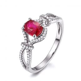 Bague rubis 1 carat or blanc. Diamants sertis | Secret Garden