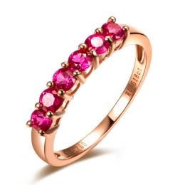Bague rubis or rose - Anneau pavé de 6 rubis