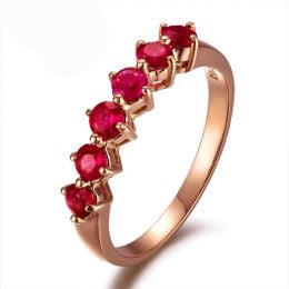Bague rubis de Birmanie or rose - 6 rubis alignés en style