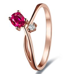 Bague en mouvement croisé - Rubis, diamant et or rose