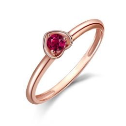 Bague rubis et or rose - Monture coeur