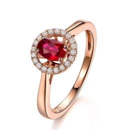 Bague rubis 0.60ct, Or rose et diamants. Emmène-moi