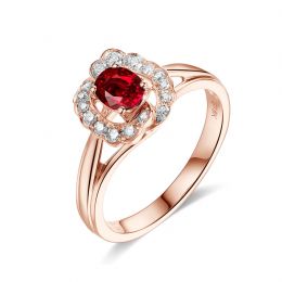 Bague Fiancaille Rubis Or Rose Mulan