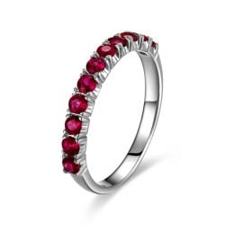 Bague rubis demi tour or blanc - Anneau type alliance