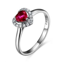 Bague glamour rubis et diamants en or blanc - Mon coeur