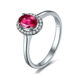Bague rubis diamants et or blanc - Classique - Contraste éblouissant