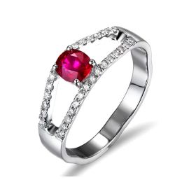 Bague rubis or blanc et diamants sertis