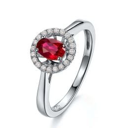 Bague rubis 0.60ct, Or blanc et diamants. Emmène-moi
