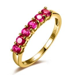 Bague rubis or jaune - Anneau pavé de 6 rubis