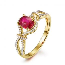 Bague rubis 1 carat or jaune. Diamants sertis | Secret Garden