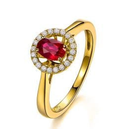 Bague rubis 0.60ct, Or jaune et diamants. Emmène-moi
