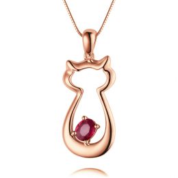 Pendentif rubis or rose - Mon petit chaton