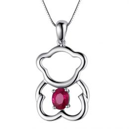 Pendentif or blanc rubis 0.35 carat - Mon petit ourson