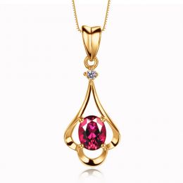 Pendentif solitaire - Or jaune - Rubis et diamant en pendeloque