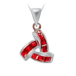 Pendentif contemporain Or blanc - Rubis sertis sur rails 0.4