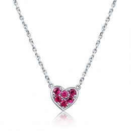 Pendentif coeur pavé - Or blanc et Rubis de Birmanie
