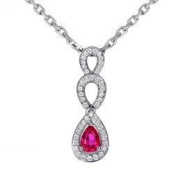 Pendentif Mille et une étoiles - Gouttes Or blanc, Rubis, Di