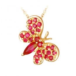 Pendentif papillon or jaune - Rubis de Birmanie