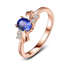 Bague saphir solitaire - Or rose 18 carats - Sertissage diam