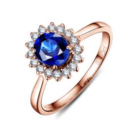 Bague saphir or rose - Esthétique classique dans un esprit f