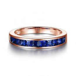 Or rose 18 carats - Bague saphirs carrés