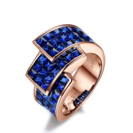 Bague or rose pavage saphir tri-dimensionnel | Simone de Bea