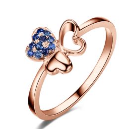 Bague 3 coeurs de trèfle ☘ Or rose et saphirs bleus