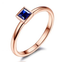 Bague de fiancailles Or rose et saphir princesse