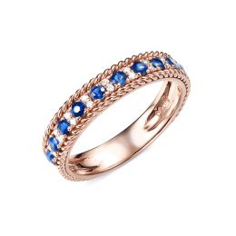 Bague saphir - Tempietto - Or rose, diamant, saphir