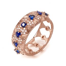 Bague Sixtine - Frivole, Rococo - Or rose, saphir, diamant