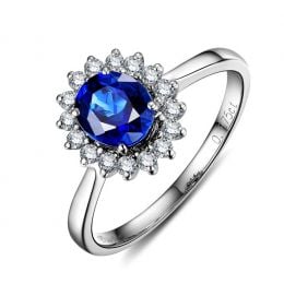 Bague saphir or blanc - Esthétique classique dans un esprit floral