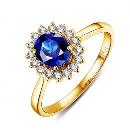 Bague saphir or jaune - Esthétique classique dans un esprit floral