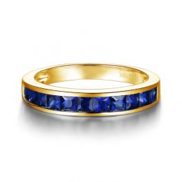 Or jaune 18 carats - Bague saphirs carrés
