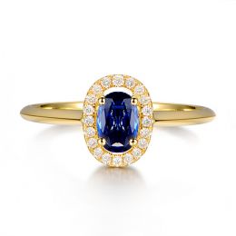 Bague or jaune saphir. Pavage diamants. Persée
