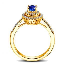 Bague sertissage virtuose Or jaune, diamants et saphir 0.50ct