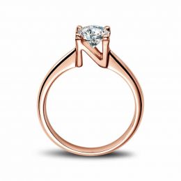 Bague prénom - Lettre N - Diamant, or rose | Gemperles
