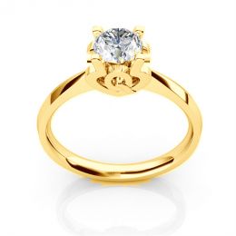 Bague prénom - Lettre Q - Diamant, or jaune | Gemperles