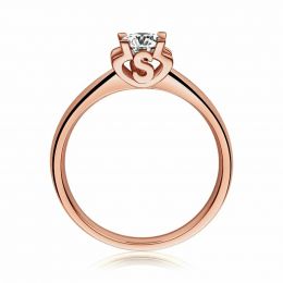 Bague avec initiale S - Solitaire or rose diamant | Gemperle