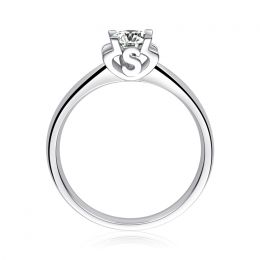 Bague avec initiale S - Solitaire or blanc diamant | Gemperles