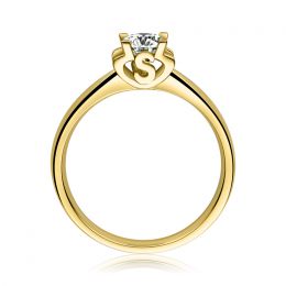 Bague avec initiale S - Solitaire or jaune diamant | Gemperles