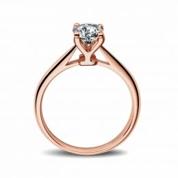 Bague lettre alphabet Y - Diamant, or rose