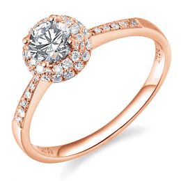 Solitaire bague de fiancaille - Or rose 18cts - 51 Diamants