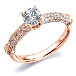 Solitaire Bambou Prestige - Bague en Or Rose & Diamants 0.93