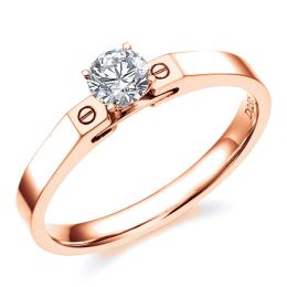 Bague solitaire or rose - Diamant 0.30ct
